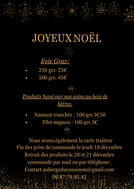 vente à emporter noel